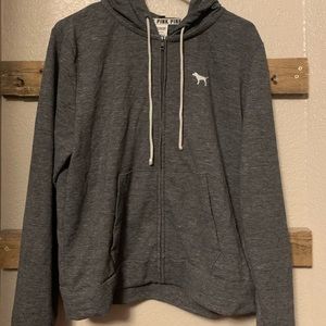 🔥GRAY zip up pink jacket!!